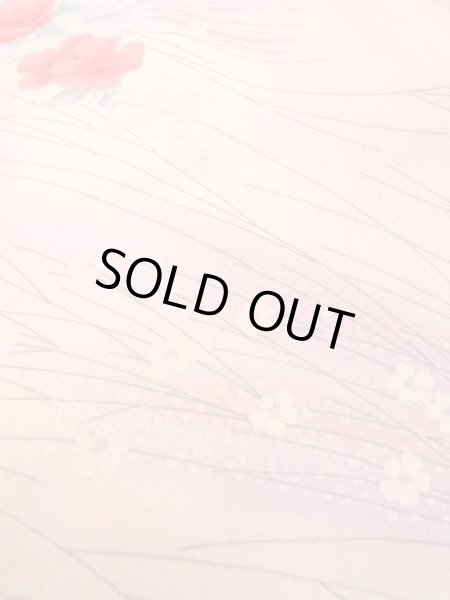 Photo10: N0509S Vintage Japanese women  Pale Pink KOMON dyed / Silk. Flower,   (Grade B) (10)