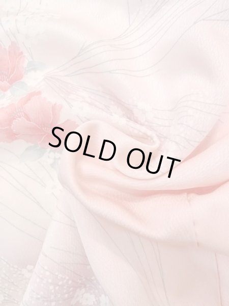 Photo11: N0509S Vintage Japanese women  Pale Pink KOMON dyed / Silk. Flower,   (Grade B) (11)