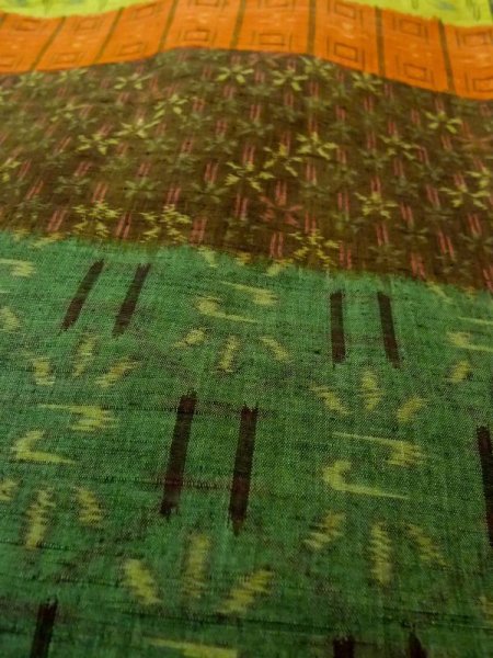 Photo8: Mint N0509V Vintage Japanese women   Multi Color TSUMUGI pongee / Silk. Flower,   (Grade A) (8)