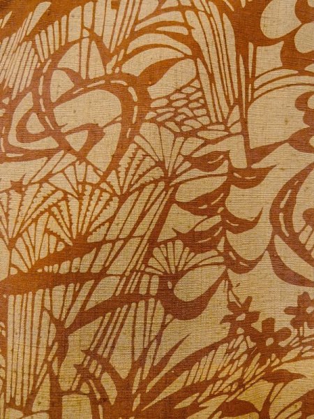 Photo6: Mint N0509Y Vintage Japanese women  Pale Brown TSUMUGI pongee / Silk. Flower,   (Grade A) (6)