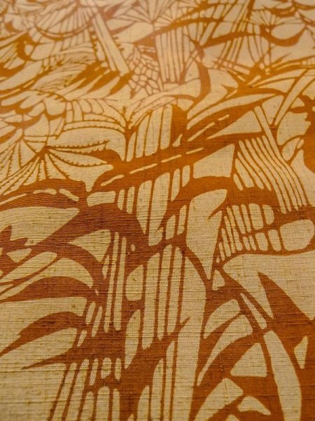 Photo9: Mint N0509Y Vintage Japanese women  Pale Brown TSUMUGI pongee / Silk. Flower,   (Grade A) (9)