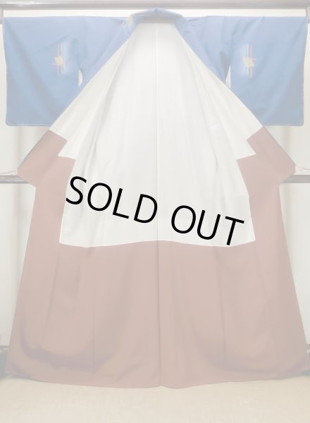 Photo2: Mint N0509Z Used Japanese women   Blue ORI woven / Silk. Butterfly,   (Grade A) (2)