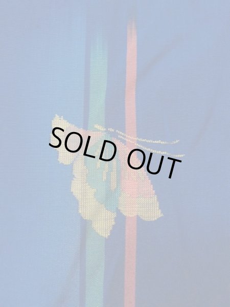 Photo5: Mint N0509Z Used Japanese women   Blue ORI woven / Silk. Butterfly,   (Grade A) (5)