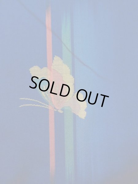 Photo6: Mint N0509Z Used Japanese women   Blue ORI woven / Silk. Butterfly,   (Grade A) (6)