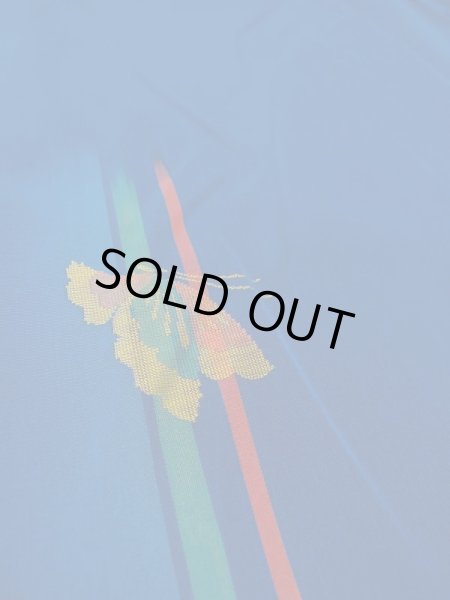 Photo9: Mint N0509Z Used Japanese women   Blue ORI woven / Silk. Butterfly,   (Grade A) (9)