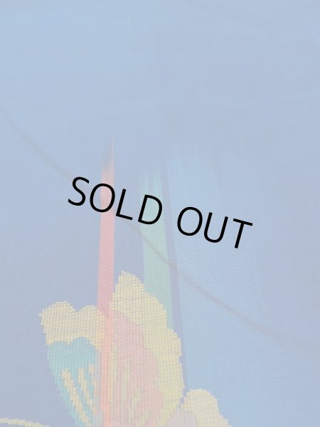 Photo10: Mint N0509Z Used Japanese women   Blue ORI woven / Silk. Butterfly,   (Grade A) (10)