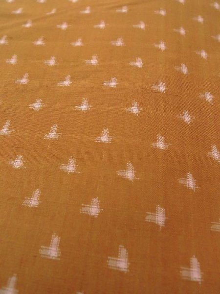 Photo7: N0510A Vintage Japanese women  Yellowish Brown TSUMUGI pongee / Silk. Cross   (Grade B) (7)
