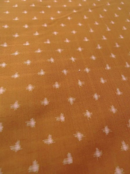 Photo9: N0510A Vintage Japanese women  Yellowish Brown TSUMUGI pongee / Silk. Cross   (Grade B) (9)