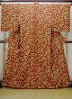 Photo1: N0510C Vintage Japanese women   Vermilion KOMON dyed / Silk. Tree   (Grade B) (1)
