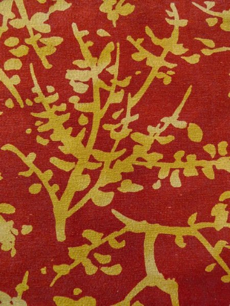 Photo7: N0510C Vintage Japanese women   Vermilion KOMON dyed / Silk. Tree   (Grade B) (7)