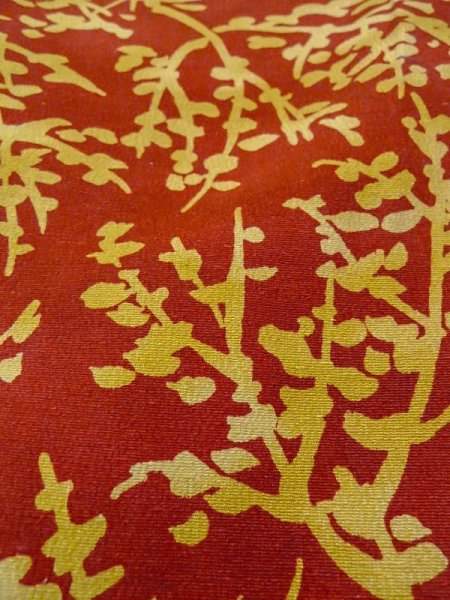 Photo9: N0510C Vintage Japanese women   Vermilion KOMON dyed / Silk. Tree   (Grade B) (9)