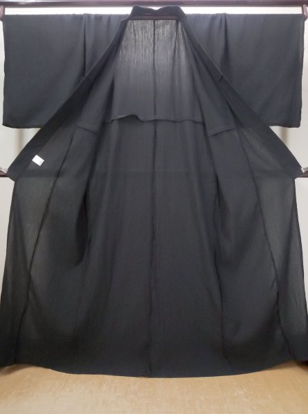 Photo2: N0513A Brand new 【Size 4L】 Japanese   Black Men's Yukata / Cotton.  Made in China, Crepe de chine texture  (Grade A+) (2)