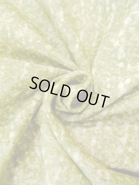 Photo11: Mint N0529G Vintage Japanese women   Yellowish Green HAORI short jacket / Silk. Abstract pattern   (Grade A) (11)