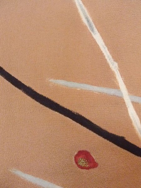 Photo5: N0529L Vintage Japanese women   Beige HAORI short jacket / Silk. Flower,   (Grade C) (5)