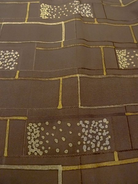 Photo10: N0529N Vintage Japanese women   Brown HAORI short jacket / Silk. Dot,   (Grade B) (10)