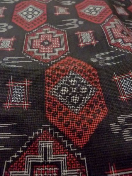 Photo8: Mint N0529P Vintage Japanese women   Black OSHIMA-TSUMUGI / Silk. Lozenges,   (Grade A) (8)