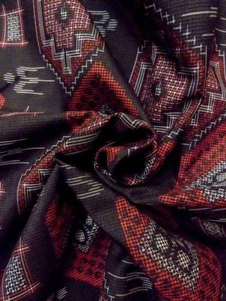 Photo10: Mint N0529P Vintage Japanese women   Black OSHIMA-TSUMUGI / Silk. Lozenges,   (Grade A) (10)