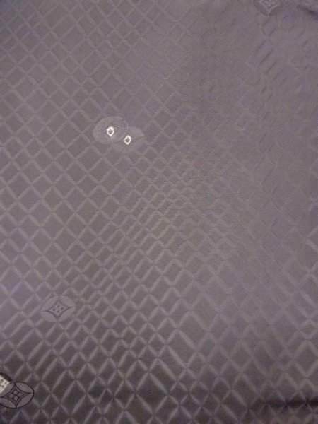 Photo3: N0529Q Vintage Japanese women   Gray HAORI short jacket / Silk. Lozenges   (Grade C) (3)