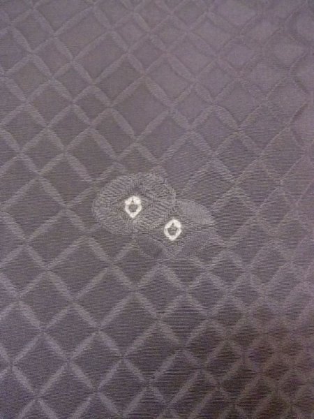 Photo5: N0529Q Vintage Japanese women   Gray HAORI short jacket / Silk. Lozenges   (Grade C) (5)