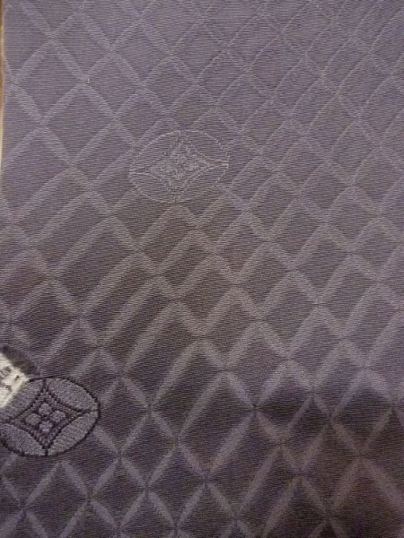 Photo6: N0529Q Vintage Japanese women   Gray HAORI short jacket / Silk. Lozenges   (Grade C) (6)