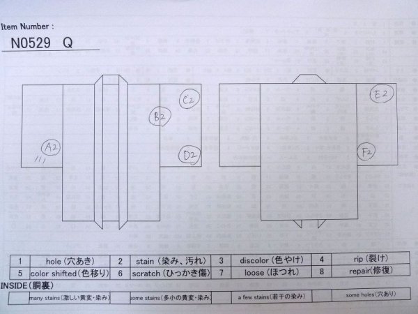 Photo13: N0529Q Vintage Japanese women   Gray HAORI short jacket / Silk. Lozenges   (Grade C) (13)