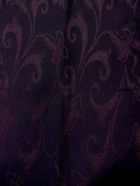 Photo4: N0529V Vintage Japanese women   Black MICHIYUKI outer coat / Silk. Chinese flower   (Grade B) (4)