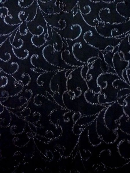 Photo3: Mint N0529X Vintage Japanese women   Black MICHIYUKI outer coat / Silk. Arabesque vine   (Grade A) (3)