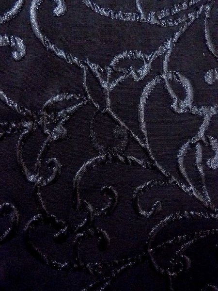 Photo5: Mint N0529X Vintage Japanese women   Black MICHIYUKI outer coat / Silk. Arabesque vine   (Grade A) (5)