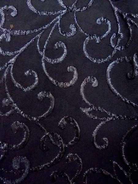 Photo7: Mint N0529X Vintage Japanese women   Black MICHIYUKI outer coat / Silk. Arabesque vine   (Grade A) (7)