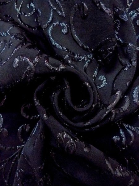 Photo11: Mint N0529X Vintage Japanese women   Black MICHIYUKI outer coat / Silk. Arabesque vine   (Grade A) (11)