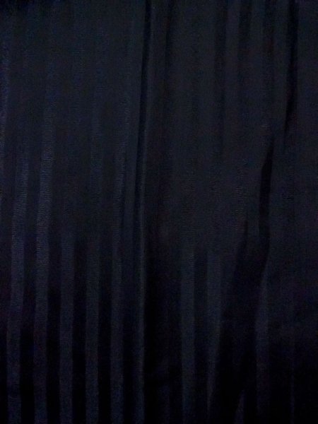 Photo3: N0529Y Vintage Japanese women   Black MICHIYUKI outer coat / Silk. Stripes   (Grade B) (3)