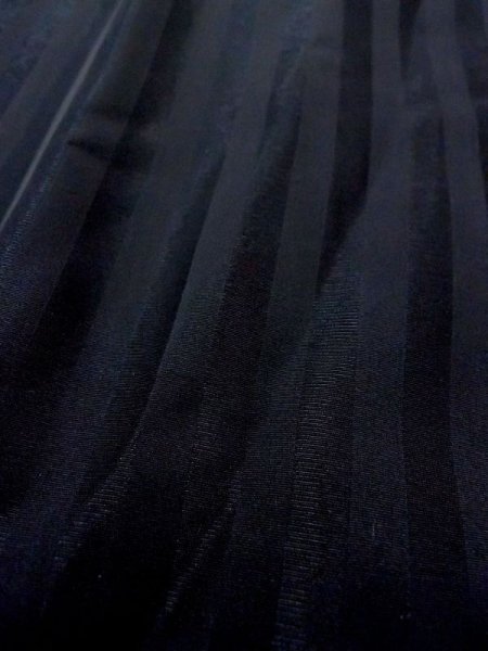 Photo7: N0529Y Vintage Japanese women   Black MICHIYUKI outer coat / Silk. Stripes   (Grade B) (7)