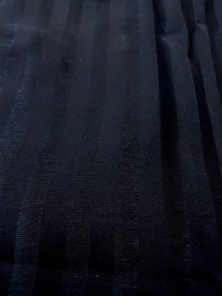 Photo8: N0529Y Vintage Japanese women   Black MICHIYUKI outer coat / Silk. Stripes   (Grade B) (8)