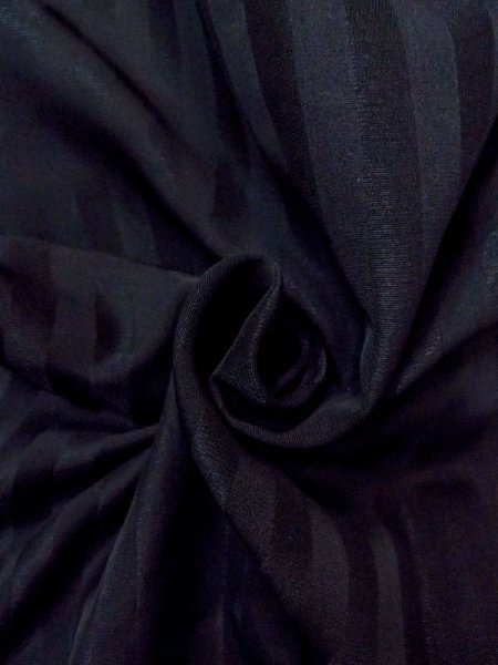 Photo9: N0529Y Vintage Japanese women   Black MICHIYUKI outer coat / Silk. Stripes   (Grade B) (9)