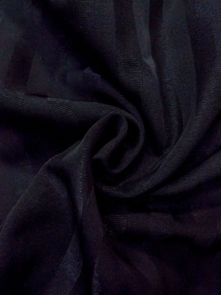 Photo10: N0529Y Vintage Japanese women   Black MICHIYUKI outer coat / Silk. Stripes   (Grade B) (10)