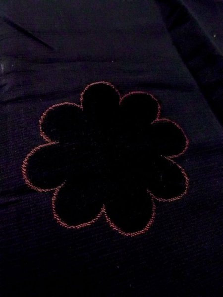 Photo10: N0530C Antique Japanese women   Black MICHIYUKI outer coat / Silk. Chrysanthemum,   (Grade C) (10)