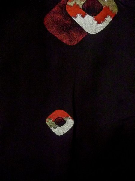 Photo3: N0530D Antique Japanese women   Black MICHIYUKI outer coat / Silk. Dapple pattern,   (Grade C) (3)