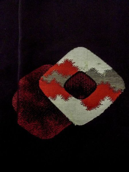 Photo6: N0530D Antique Japanese women   Black MICHIYUKI outer coat / Silk. Dapple pattern,   (Grade C) (6)