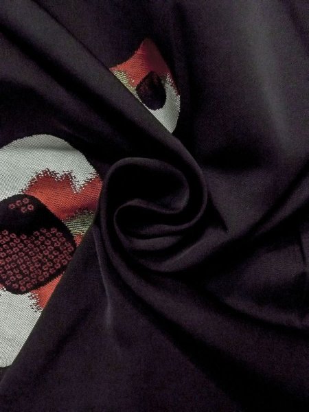 Photo11: N0530D Antique Japanese women   Black MICHIYUKI outer coat / Silk. Dapple pattern,   (Grade C) (11)