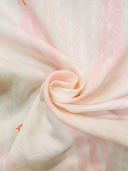 Photo11: N0611D Vintage Japanese women   White JUBAN undergarment / Synthetic. Flower, Sleeves are missing  (Grade B) (11)