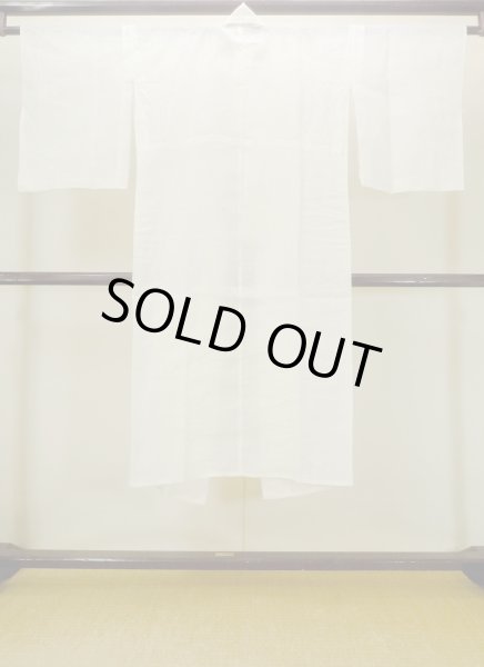 Photo2: Mint N0611H Vintage Japanese women   White JUBAN undergarment / Linen. Tall grass,   (Grade A) (2)