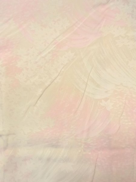 Photo3: N0611L Vintage Japanese women  Light Pink JUBAN undergarment / Silk. MOMIJI maple leaf,   (Grade C) (3)