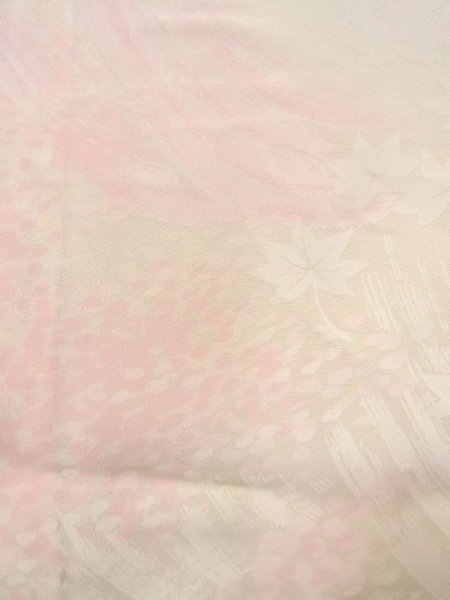 Photo6: N0611L Vintage Japanese women  Light Pink JUBAN undergarment / Silk. MOMIJI maple leaf,   (Grade C) (6)