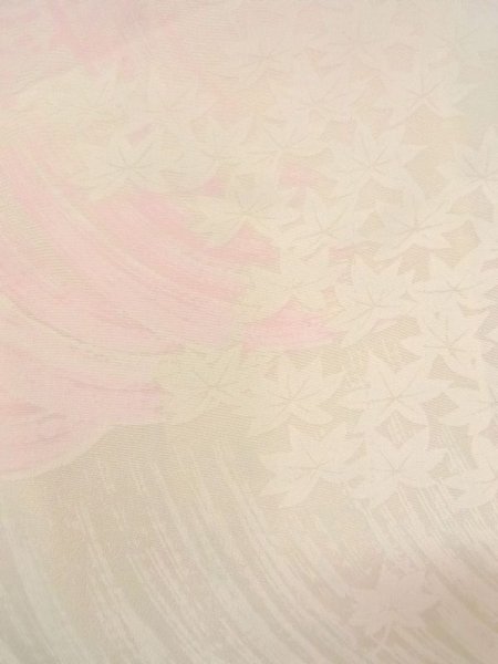 Photo7: N0611L Vintage Japanese women  Light Pink JUBAN undergarment / Silk. MOMIJI maple leaf,   (Grade C) (7)