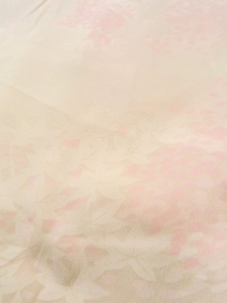 Photo9: N0611L Vintage Japanese women  Light Pink JUBAN undergarment / Silk. MOMIJI maple leaf,   (Grade C) (9)