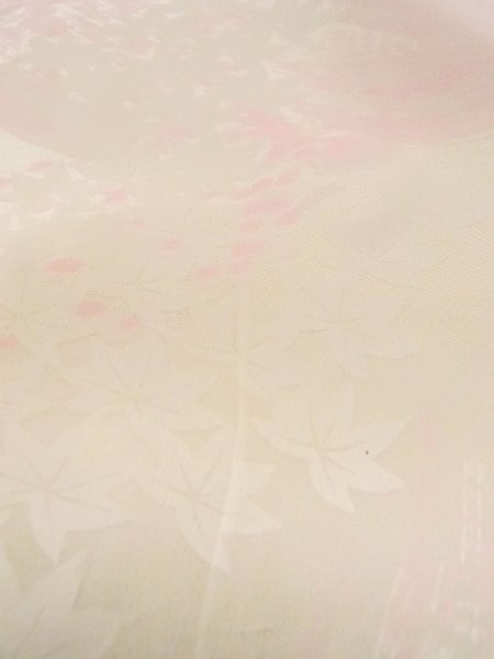 Photo10: N0611L Vintage Japanese women  Light Pink JUBAN undergarment / Silk. MOMIJI maple leaf,   (Grade C) (10)