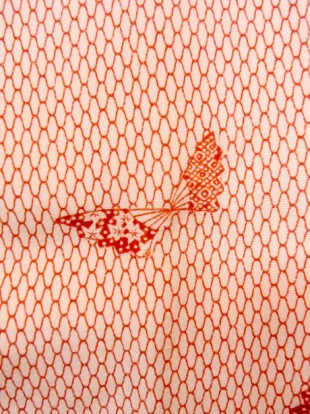 Photo7: N0611N Vintage Japanese women   Ivory JUBAN undergarment / Silk. MOMIJI maple leaf,   (Grade B) (7)