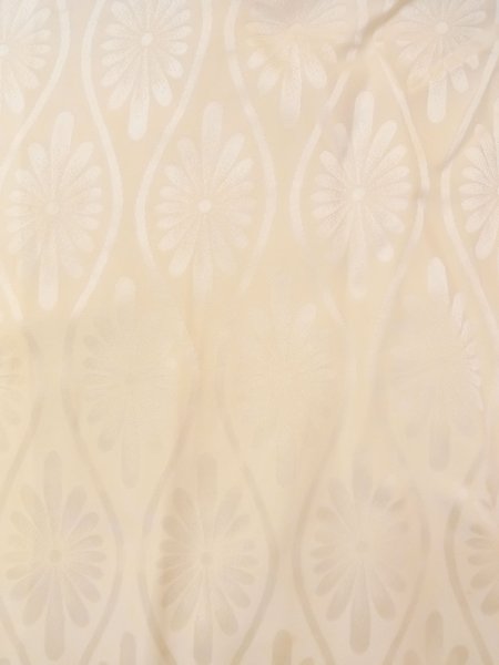Photo3: N0611P Vintage Japanese women   Ivory JUBAN undergarment / Silk. Chrysanthemum,   (Grade C) (3)