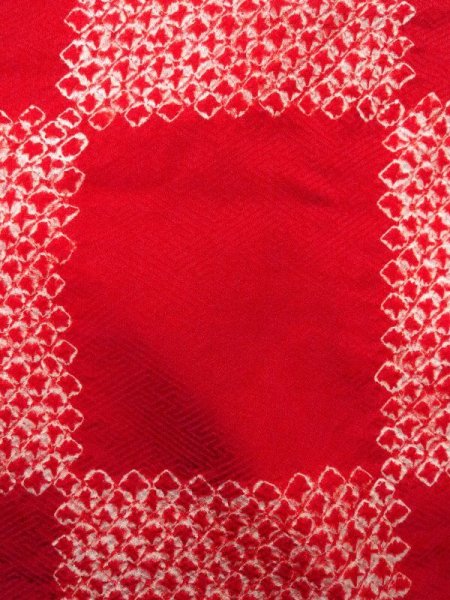 Photo6: N0611S Vintage Japanese women  Shiny Red JUBAN undergarment / Silk. Dapple pattern   (Grade B) (6)
