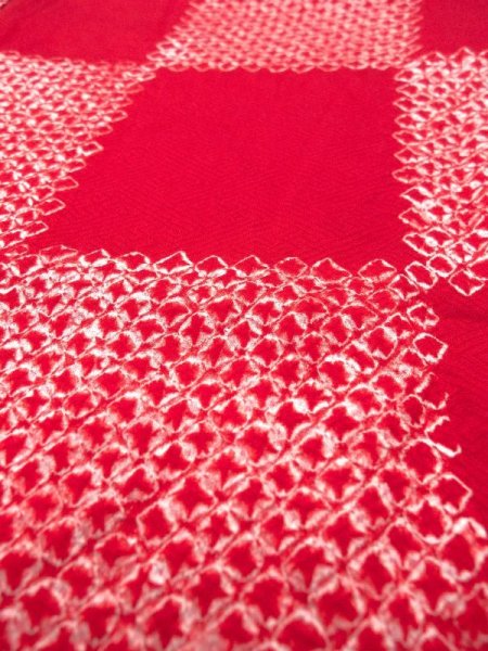 Photo8: N0611S Vintage Japanese women  Shiny Red JUBAN undergarment / Silk. Dapple pattern   (Grade B) (8)